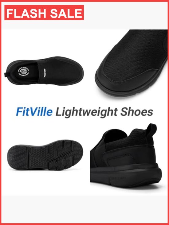 Men\'s Extra Wide Slip On Walking Shoes Lightweight Non-Slip Casual Loafers